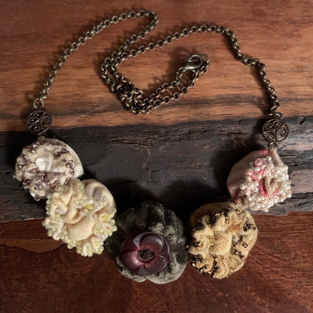 Artisan | Handmade Fabric, beading, metal Necklace